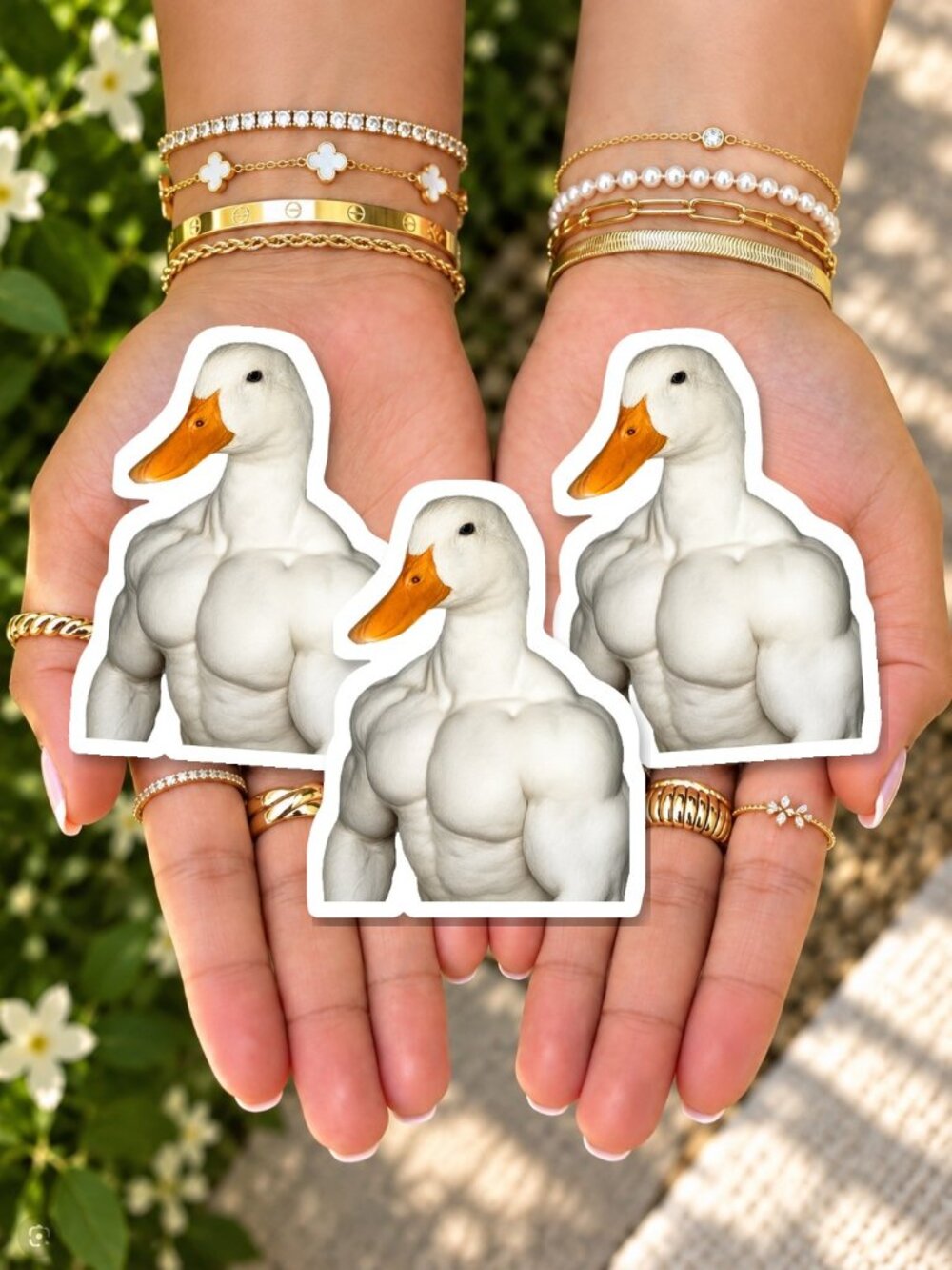 Muscular Buff Duck Funny Water Resistant Sticker - Picture 2 of 3